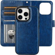 보카살 아이폰 16 프로 탈부착형 지갑 케이스 RFID 차단 카드 슬롯 프리미엄 PU 가죽 자석식 킥스탠드 충격 방지 손목 스트랩 플립 보호 커버 5G 6.3인치