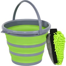 3in 세차 미트 코랄 벨벳 + 샤닐 극세사 장갑 스펀지가 된 그레이트쿨 접이식 버킷 0L26갤런 휴대용 대야통 가정용 청소용