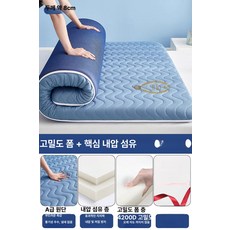 mir 매트리스 배드 천연라텍스, 1개, 웨이브 블루 8cm