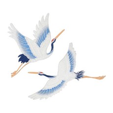 Yueton 레드 크라운 크레인 새 자수 패치 에스닉 스타일 패치 자수 스티커 드레스 치파오 모자 백팩 청바지 DIY 패치 장식 1쌍