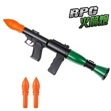 RPG 너프건 로켓 발사기 완구 대전차 로켓포 판처 서바이벌 장난감총, 봄 전동 로켓 대포, 로켓2개, 1개