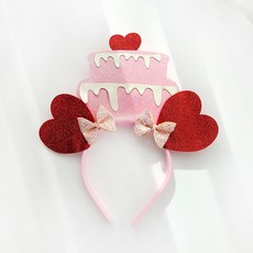 하트 쉬폰 케이크 생일 머리띠 케이크 헤어밴드 생일머리띠 케이크머리띠, 1개, 하트 쉬폰 케이크 헤어밴드