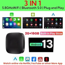 2+32G Ai Box 안드로이드 13 무선 자동 및 CarPlay 스마트 TV 박스 지원 Youtube Netflix 액세서리 지능형, 02 2GB 16GB