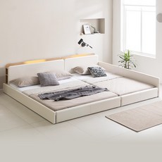 인홈 라온 LED 수납 저상형 패밀리 침대 국내제작, 아이보리
