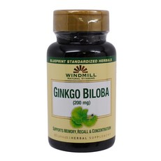 은행나무 200mg 60캡슐 윈드밀 Ginkgo Biloba 200mg 60 Caps by Windmill, 60 Count (Pack of 1), 1개, 11.34g