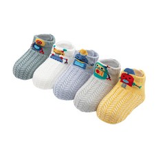 雪倫小舖 童襪 嬰兒襪 5雙入 春夏薄棉透氣孔造型船襪