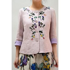 비꼴리끄 비꼴리끄린넨 자수 노카라 자켓 N 488216