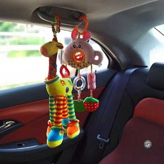 신생아 모빌 치발기 임신선물 차량용 유모차 딸랑이, 1개, 상세페이지 참고, 13. 해피 기린 토끼 2개세트