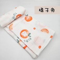 玩棉主義 雙層紗布多用途包巾 橘子兔 純棉透氣嬰兒蓋毯 100x100cm