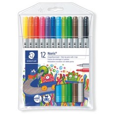 施德樓 STAEDTLER 快樂學園雙頭水易洗彩色筆12色組，安全無毒，色彩鮮明，易清洗，兒童繪畫最佳選擇, 1個