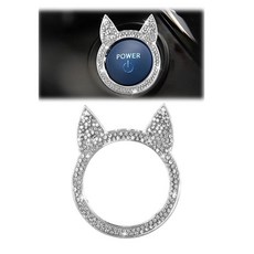 엔진 스타트 스톱 버튼 장식 링 커버 반짝이는 푸시 투 스타트 버튼 커버 스티커 반짝이는 라인스톤 키 점화 손잡이 링 장식 자동차 인테리어 장식 액세서리 여성용 (화이트), 화이트