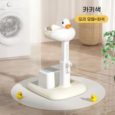 접이식 아기 목욕 스탠드 높이조절 가능 분리형 앉은자리 미끄럼방지 오리디자인 아기목욕기, 1개, 카키