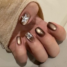 貓眼穿戴甲高級感閃鑽漸變新年美甲甲片小紅書爆款穿戴式指甲片, 1個, BY1881瓊樓玉宇:預製甲條#30片/板