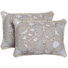 베개 커버 2개 세트 - 장식용 셀프 프린지 35.6 x 50.8cm14 20인치 90% 면 소파 침실 거실 10% 리넨 쿠션 그레이 장식 183557, 20" x 14" (Pack of 1), 내추럴 화이트, 내추럴 화이트