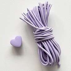 DIY 옷 소품 만들기 부자재 - 하트 스토퍼 + 스트링 5m 세트, 연보라, 10개