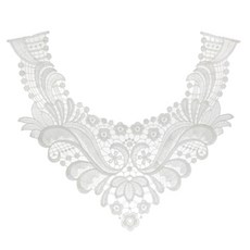 GHSHOP 빈티지 꽃 레이스 자수 네크 라인 패치 아플리케 와펜, 폴리 에스터, 수 놓은, 화이트, 1개
