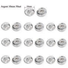 10 50 세트 바느질 프레스 패스너 블랙 골든 스냅 실버 스터드 버튼 21mm 10mm 금속, Argent 10mm 50set, 1개