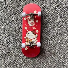 手指滑板 指尖滑板 迷你滑板 砂紙合金指尖軸承輪 新手入門 台灣出貨, 招財貓寬板, 1個