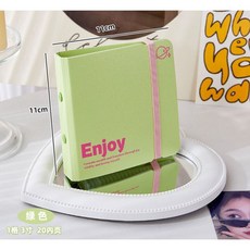 卡冊 小卡冊 活頁卡冊 單格卡冊 拍立得相冊 A5卡冊 小卡收納 一格卡冊 小清新卡冊 活頁單格卡冊, 蘋果綠外殼+【3寸單格】20張內頁, 20張