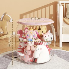 【格森】收納凳 兒童毛絨玩具娃娃玩偶收納, 1個, 圓柱款-櫻花粉【大人可坐承重好】