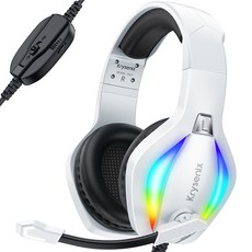 Krysenix 게이밍헤드셋 유선 PG1, 화이트 블랙
