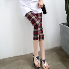 쁘띠꼬모 체크 7부레깅스 스판 여성레깅스 N 541102