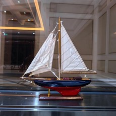 나무 요트 모델 장식품 단일 돛 창 장식 항해 공예품, 1. 33X6X34CM D