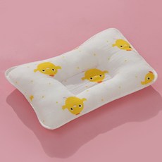 嬰兒定型枕 新生兒曲線護頸枕 3D凹槽設計 四季通用 印花紗布, 1個, 3. 黃小雞