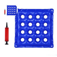 자동차방석 쿠션 휠체어 등산방석 수면쿠션 의자 통풍 soo*279Ym, 에어쿠션-신형+펌프_블루