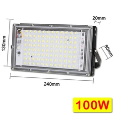50W 100W 150W Led 홍수 빛 IP65 방수 AC 220V 야외 투광 조명 스포트라이트 LED 반사판 가로등 벽 홍수 조, 03 100W, 02 쿨화이트(5500-7000K), 02 2PCs