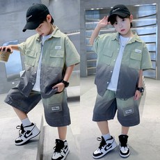 삐삐네옷가게 남아 주니어 투톤셔츠 반팔 반바지 세트