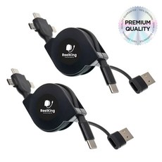 Reelking 3in1 C+USB타입 60W PD 초고속충전 릴케이블, 2개, 블랙, 1m