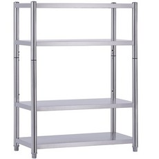 誠宜 升級款加粗加厚 不鏽鋼置物架 廚房客廳臥室收納層架, 不銹鋼色, 4層