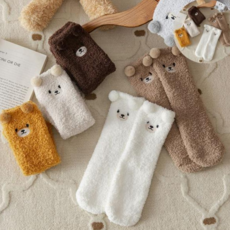 여성수면양말 곰돌이 수면 양말 양털 여성 캐릭터 소녀 여자 감성
