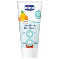 Chicco 兒童木醣醇含氟牙膏-蘋果香蕉 水果草莓 鳳梨水果 薄荷 50ml, 1個