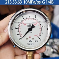 wika威卡壓力錶 德國進口軸嚮徑嚮液壓錶 耐震不銹鋼測壓錶 EN837-1 水壓錶 氣壓錶, 10MPa/1450psi, 1個