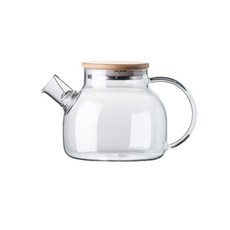 冷水壺 耐高溫玻璃壺 耐熱茶壺, 竹蓋, 1個, 1L