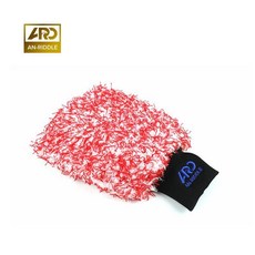 安瑞德 纖維洗車手套 加厚雙面擦車用, 1個, 纖維手套紅白色