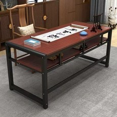 서예 테이블 붓 취미 100x60x80cm 가정용 거실 동양화 예술, J. 티크 + 블랙 레그 브러쉬 홀더 포함