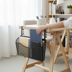 우리플랜 무타공 조절식 책 거치 수납 책상 선반, 블랙