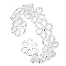 AKIPANDA 여성 플라워 레이스 오픈 실버 반지