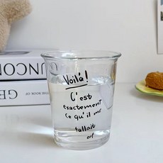 레터링 리유저블 컵 아침컵 우유컵 알파벳 프린트 강화 투명 유리컵 320ml, 5개