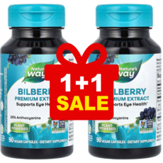 [1+1] 네이처스웨이 빌베리 프리미엄 안토시아닌 25% 표준화 블랙 엘더베리 추출물 비견 캡슐 90정 약들약 고약사 / 해외직구 미국정품, 2개