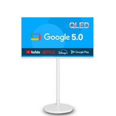 이브이 32인치 QLED 81cm HD 스마트 구글TV 5.0 화이트 삼탠바이미 셋트, 32인치 HD 구글TV 화이트, 스탠드형, 고객직접설치