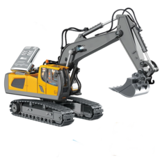 兒童合金遙控工程車 仿真挖掘機 usb遙控車 玩具推土車 電動男孩遙控車模型, 1:20灰色11通履帶挖機(遙控合金款),送遙控器電池x2, 1個