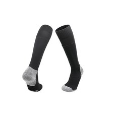 足球襪 透氣吸濕排汗運動長襪 加厚足底防滑 多功能男女適用, 經典黑M, 1個