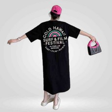 LETEO-라이크미 하와이 오버핏 반팔 원피스 데일리원피스 롱원피스 LM-0347