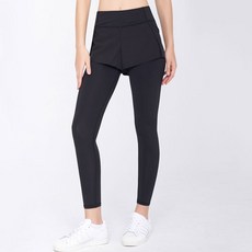 中大尺碼高腰假兩件運動褲 - 防走光口袋遮臀顯瘦 單車熱舞有氧休閒 登山 H1139