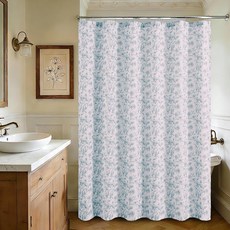 XWZO 빈티지 플로럴 엑스트라 롱 샤워 커튼 182.9 x 213.4cm(72 x 84인치) 욕실용 보태니컬 팜하우스 샤워 커튼 Cottagecore 방수 패브릭 샤워 커, 피오니 블루