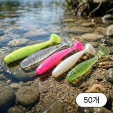 로렌드 루어낚시 소프트베이트 미끼 웜 세트, 50개, 0.8g
